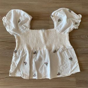 AE Square Neck Smocked Babydoll Blouse